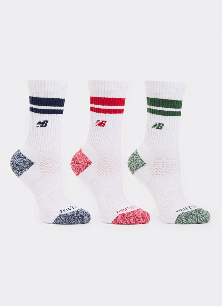 New Balance Heren Lifestyle Crew sokken met logo in 3-pack in de kleur Donkergroen, maat: XL