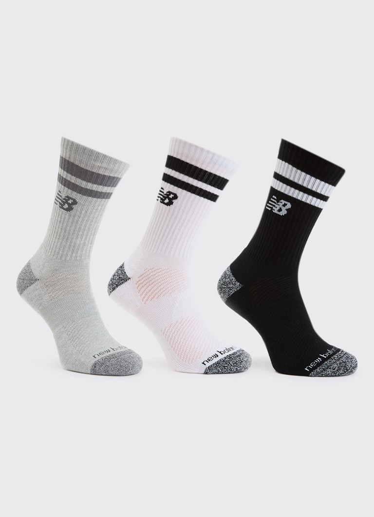New Balance Heren Lifestyle Crew sokken met logo in 3-pack in de kleur Grijs, maat: M