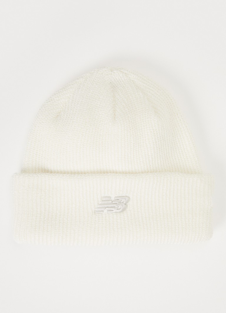 New Balance Heren Grofgebreide muts met logoborduring in de kleur Gebroken wit, maat: One Size