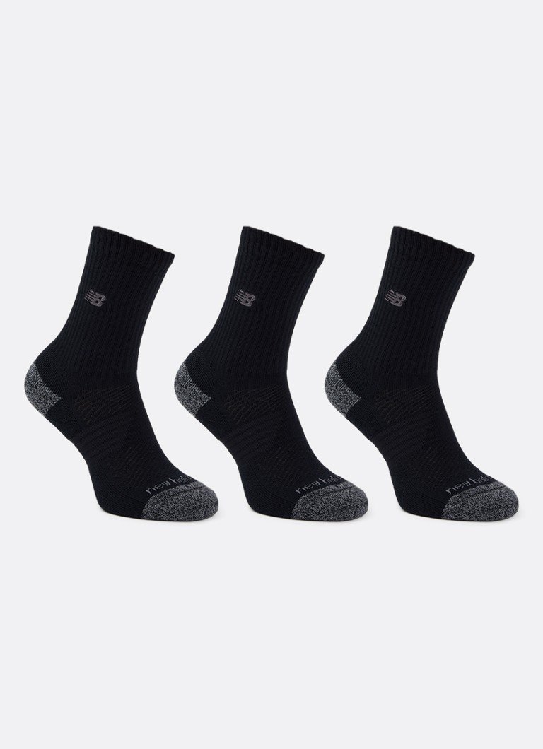 New Balance Heren Active Premium Crew sportsokken in 3-pack in de kleur Zwart, maat: L