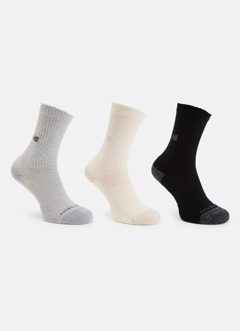 New Balance Heren Active Premium Crew sportsokken in 3-pack in de kleur Ivoor, maat: M
