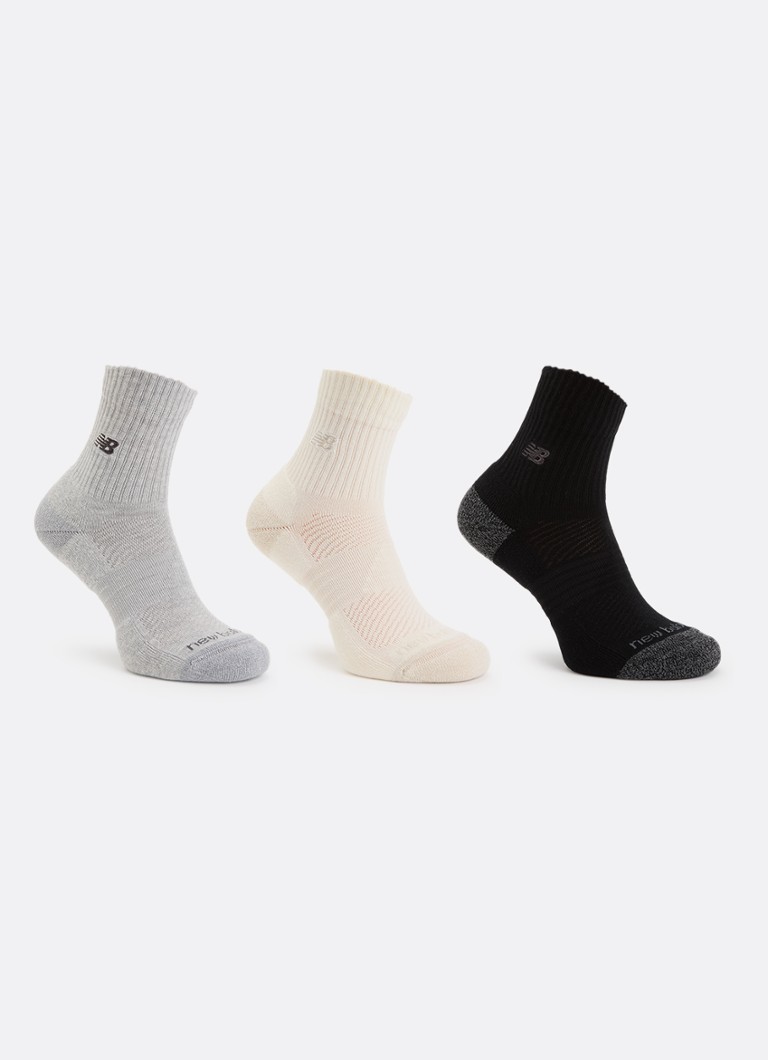 New Balance Heren Active Premium Quarter sportsokken in 3-pack in de kleur Ivoor, maat: XL