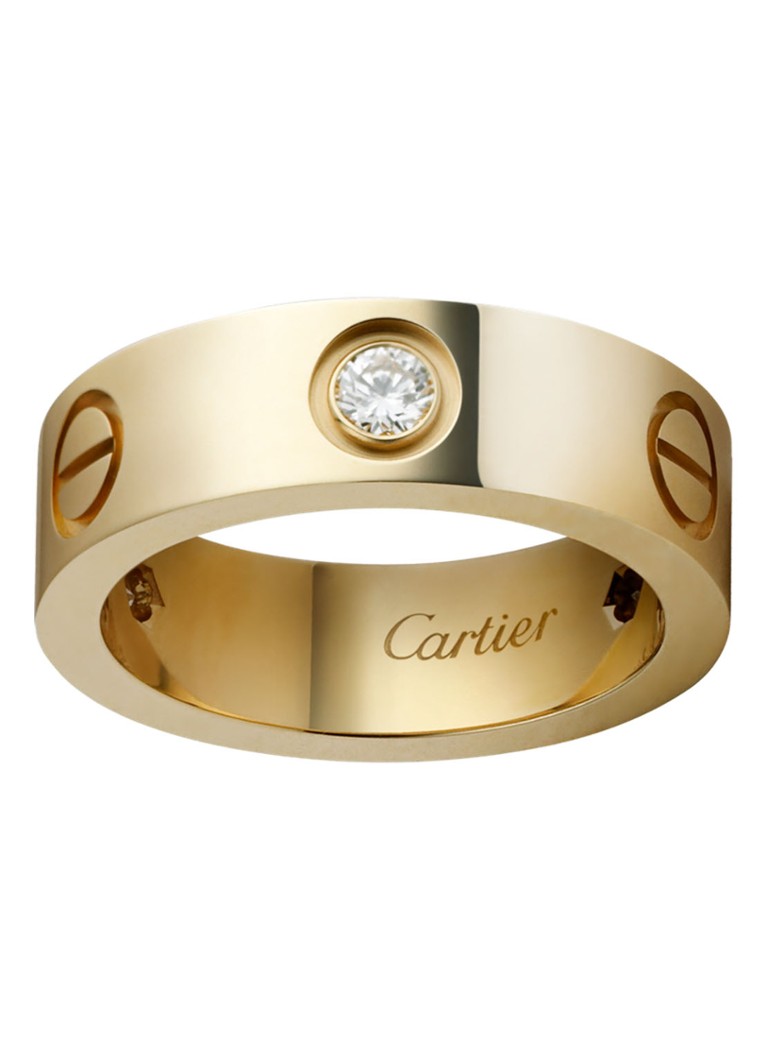 Cartier Heren LOVE ring van 18 karaat geelgoud met 3 diamanten CRB4032400 in de kleur Geelgoud