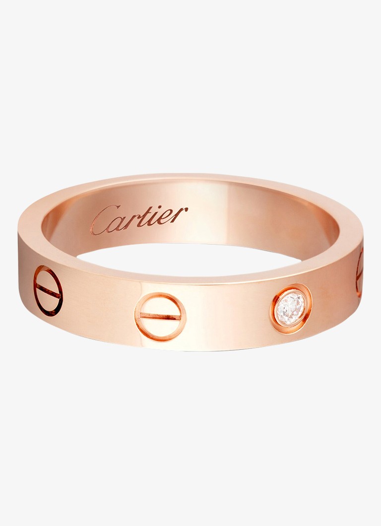 Cartier Heren LOVE trouwring van 18 karaat roségoud met 0,02 ct diamant CRB40507 in de kleur Roségoud