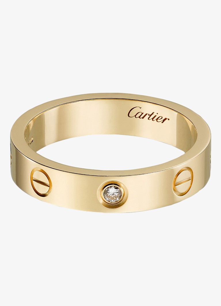 Cartier Heren LOVE trouwring, small model van 18 karaat geelgoud met 0.02 ct diamant CRB40561 in de kleur Geelgoud