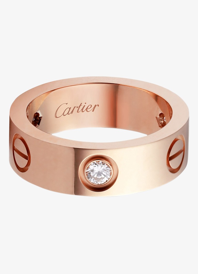 Cartier Heren LOVE trouwring, klassiek model van 18 karaat roségoud met 0.23 ct diamant CRB40875 in de kleur Roségoud