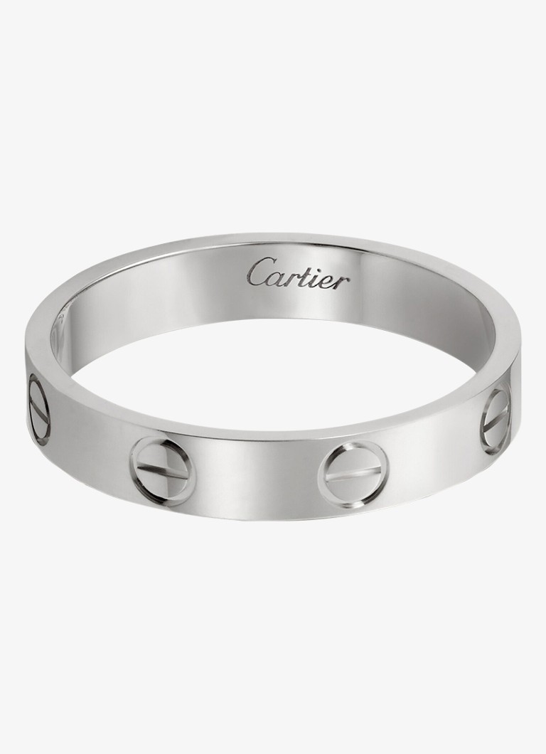 Cartier Heren LOVE trouwring, small model van 18 karaat witgoud CRB40851 in de kleur Witgoud