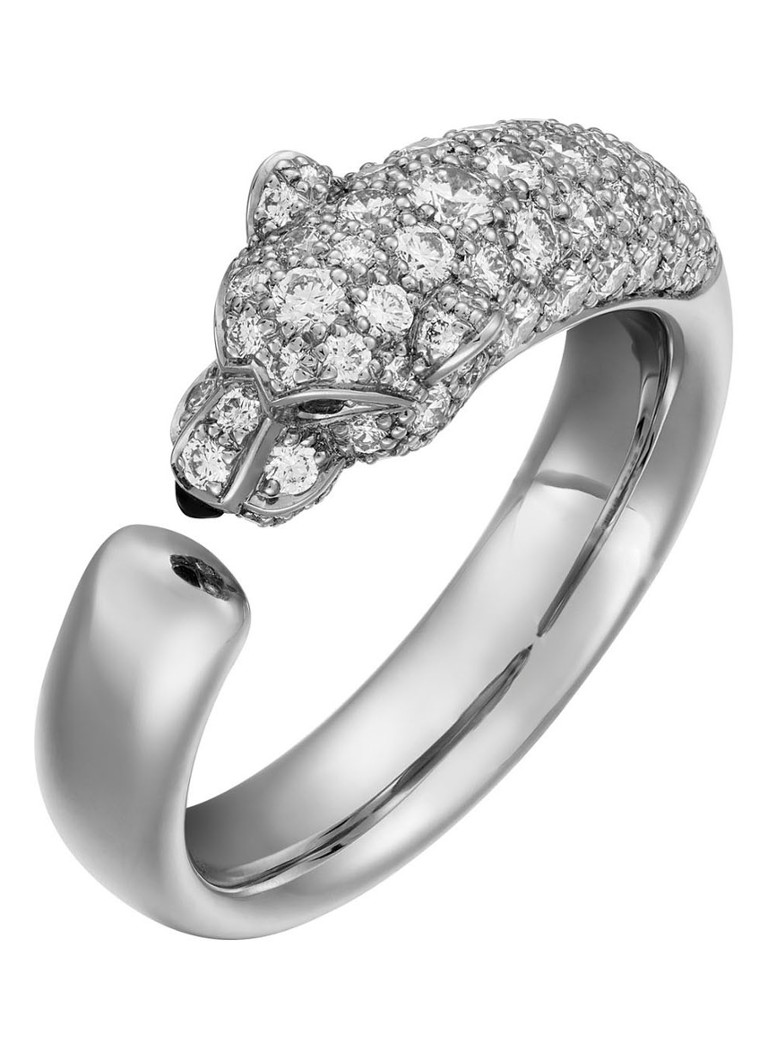 Cartier Dames Panthère de Cartier ring van 18 karaat witgoud met diamanten CRN4765900 in de kleur Witgoud
