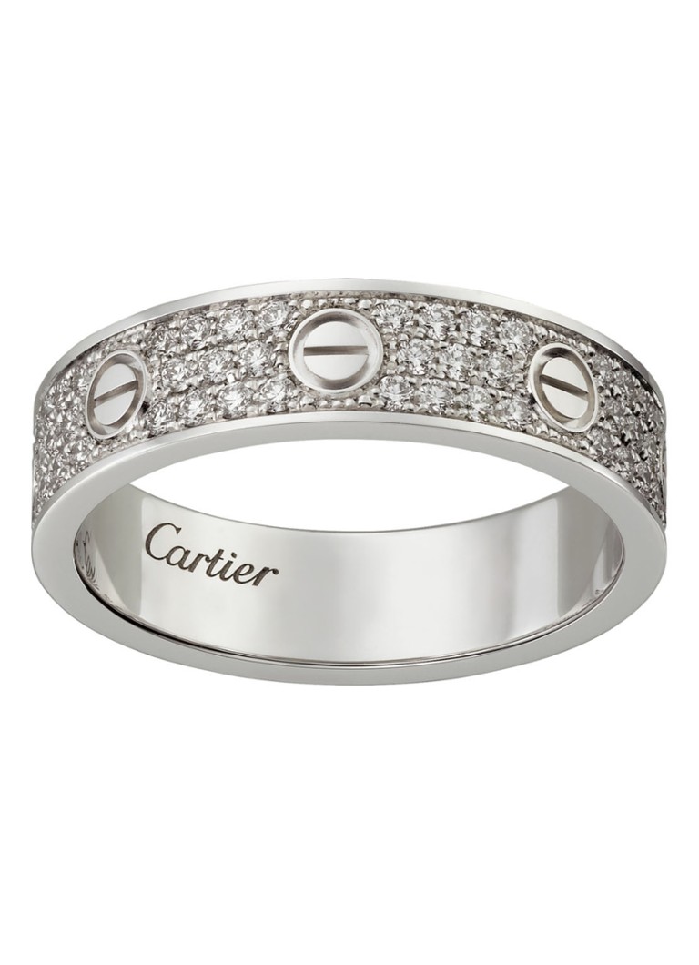 Cartier Dames Mini Love Wedding ring van 18 karaat witgoud met diamanten CRB4083450 in de kleur Witgoud
