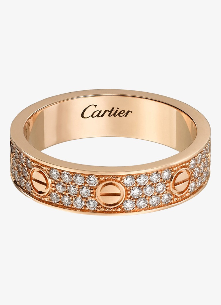 Cartier Heren LOVE trouwring, klein model van 18 karaat roségoud met 0.31 ct diamant CRB4085800 in de kleur Roségoud