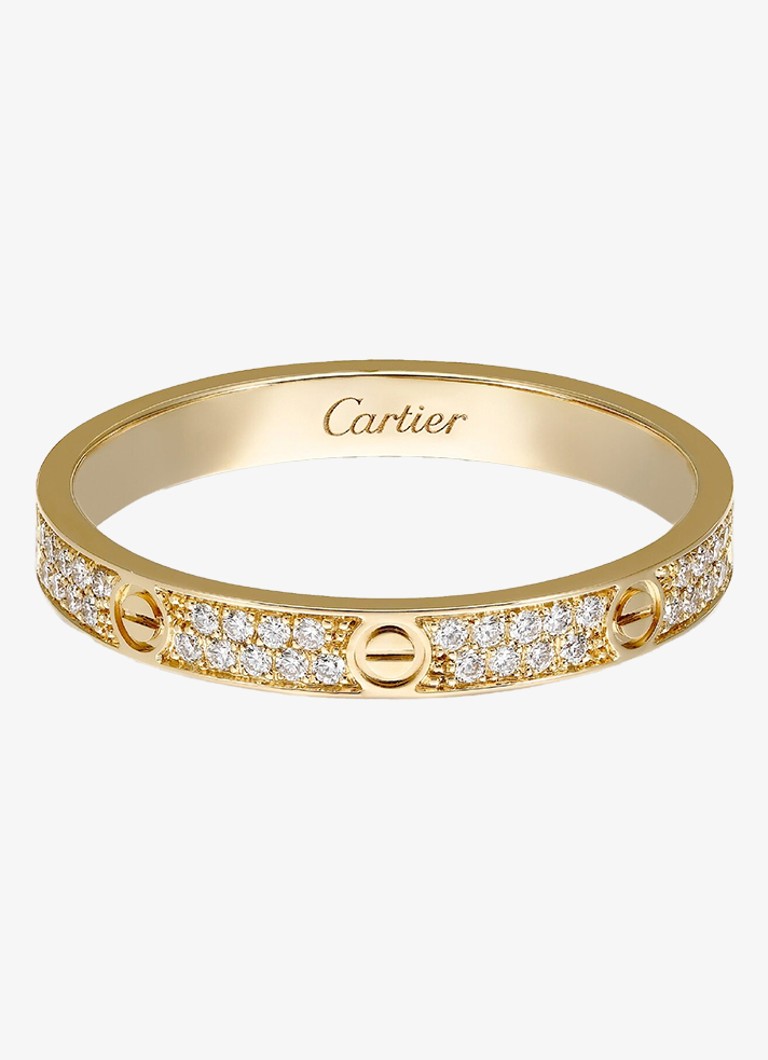 Cartier Heren LOVE trouwring, mini model van 18 karaat geelgoud met 0.19 ct diamant CRB4218000 in de kleur Geelgoud