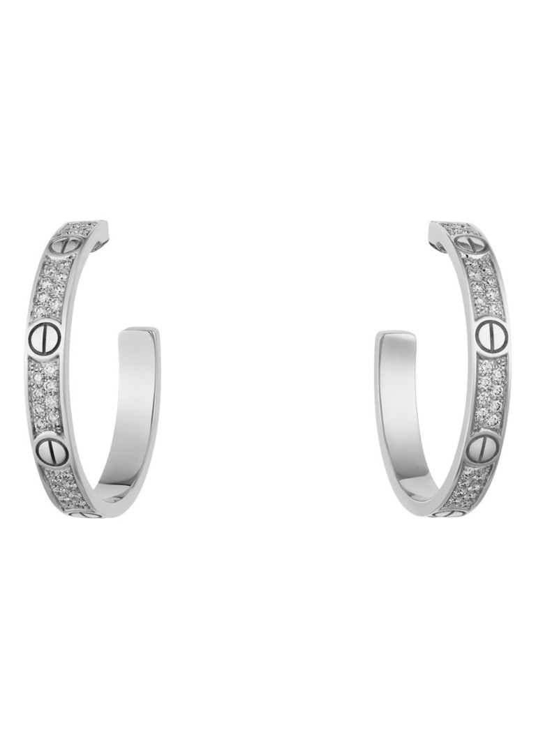 Cartier Dames Love oorringen van 18k witgoud met 48 diamanten CRN8515193 in de kleur Witgoud