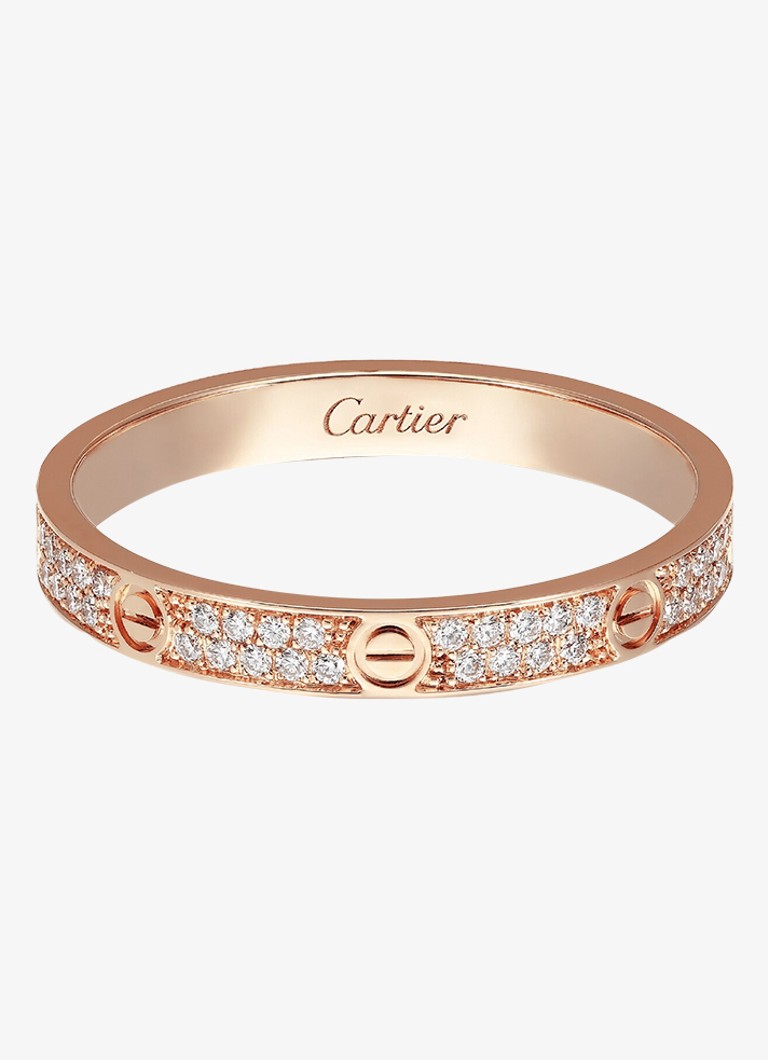 Cartier Heren LOVE ring, mini model van 18 karaat roségoud met 0.19 ct diamant CRB4218100 in de kleur Roségoud