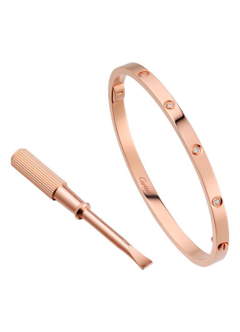 Cartier Dames LOVE bangle van 18 karaat roségoud met 10 diamanten CRB6047900 in de kleur Roségoud