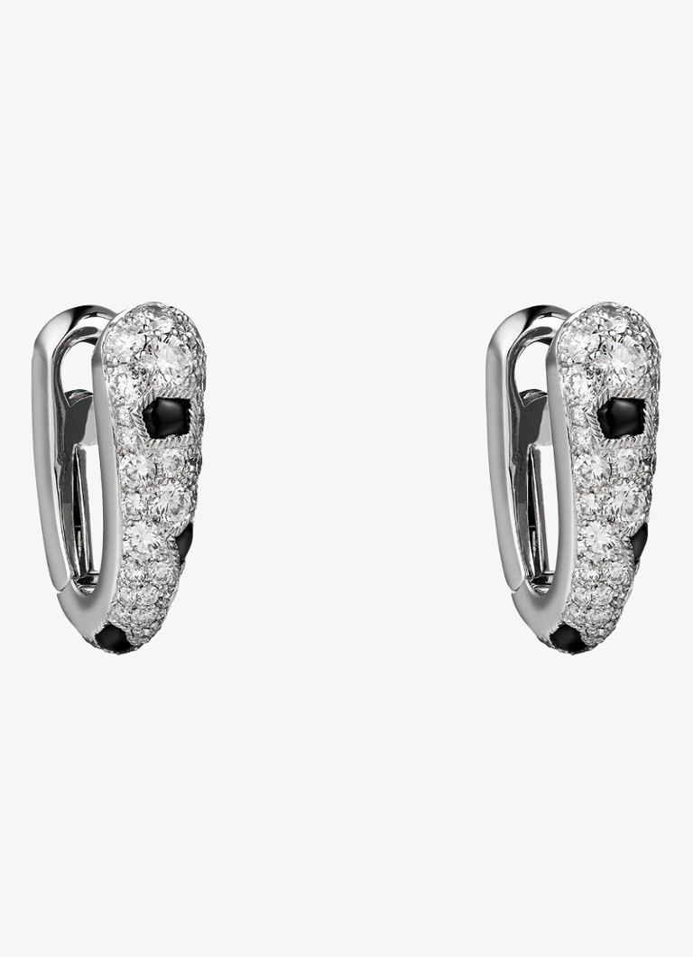 Cartier Dames Panthère de Cartier oorringen van 18 karaat witgoud met onyx en 1.36 ct diamant CRN8515155 in de kleur Witgoud