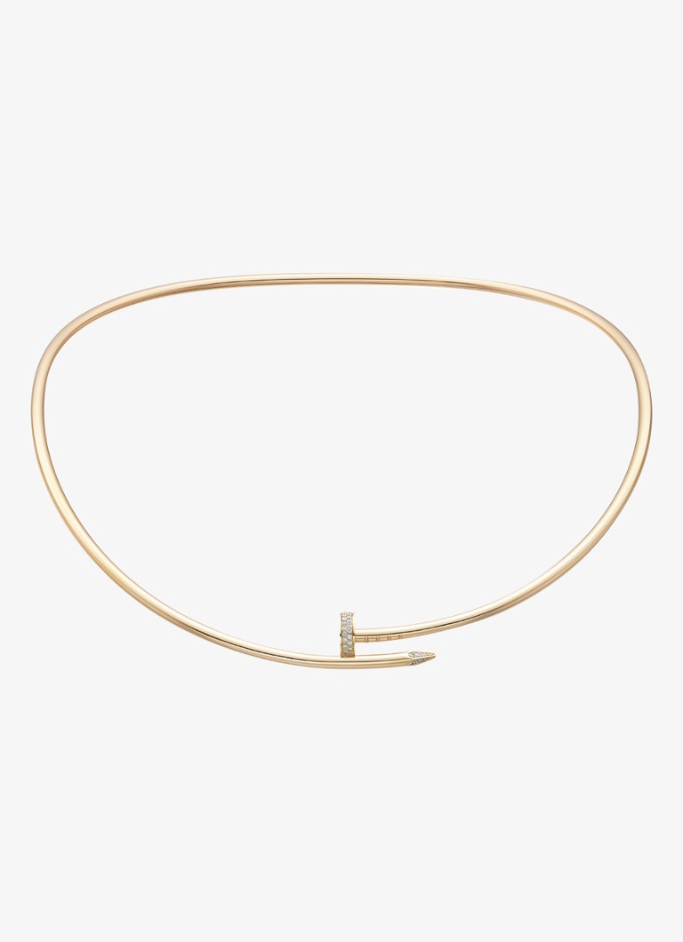 Cartier Dames Juste un Clou Torque ketting, klein model van 18 karaat geelgoud met 0.20 ct diamant CRN7424422 in de kleur Geelgoud