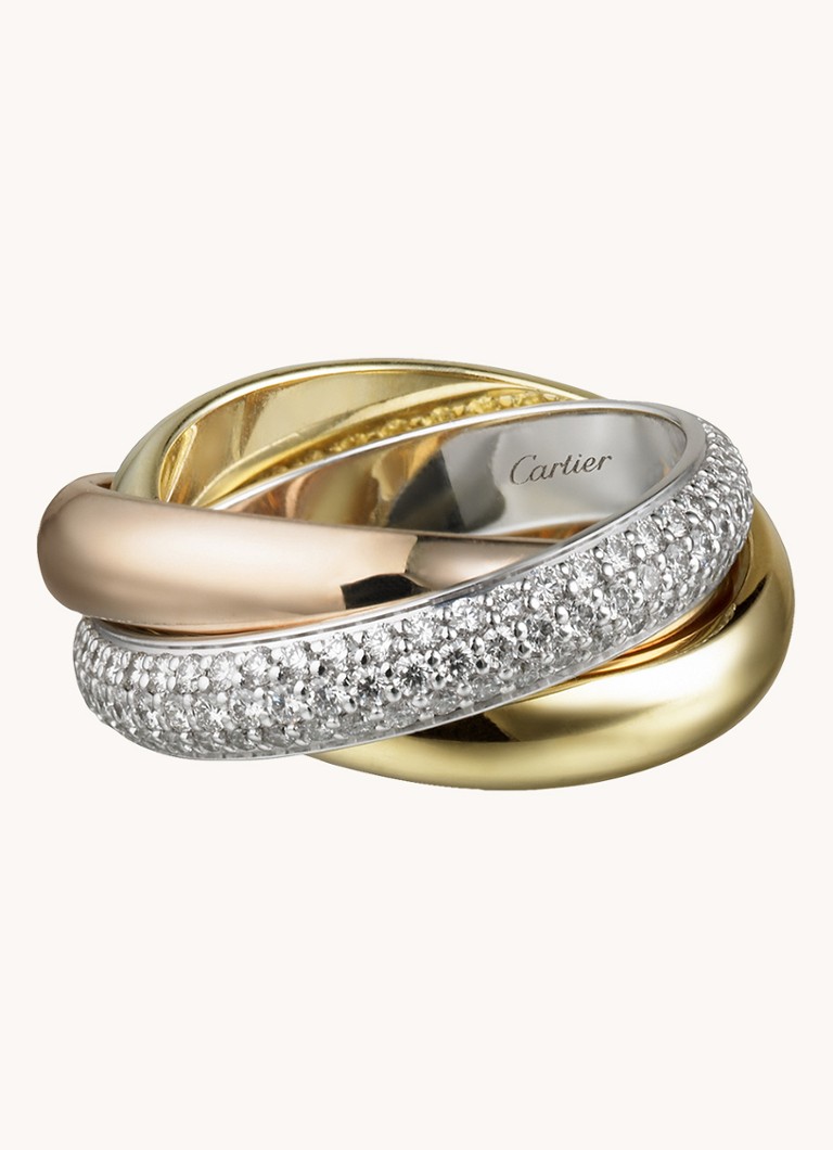 Cartier Dames Trinity ring van 18 karaat wit-, geel- en roségoud met diamant CRB4038900 in de kleur Aluminium