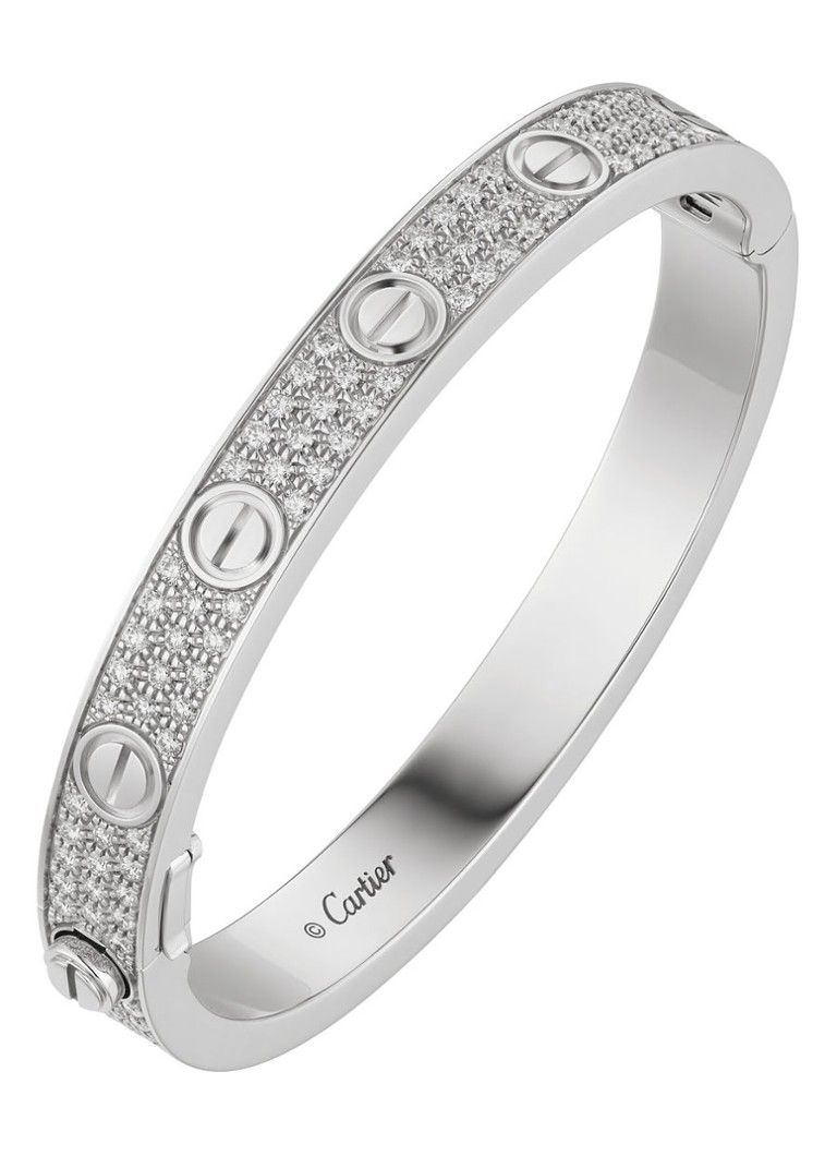 Cartier Dames LOVE armband van 18 karaat witgoud met 204 diamanten CRN6717600 in de kleur Witgoud