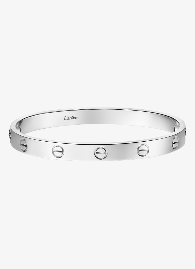 Cartier Dames LOVE armband, klassiek model van 18 karaat witgoud CRB60676 in de kleur Witgoud