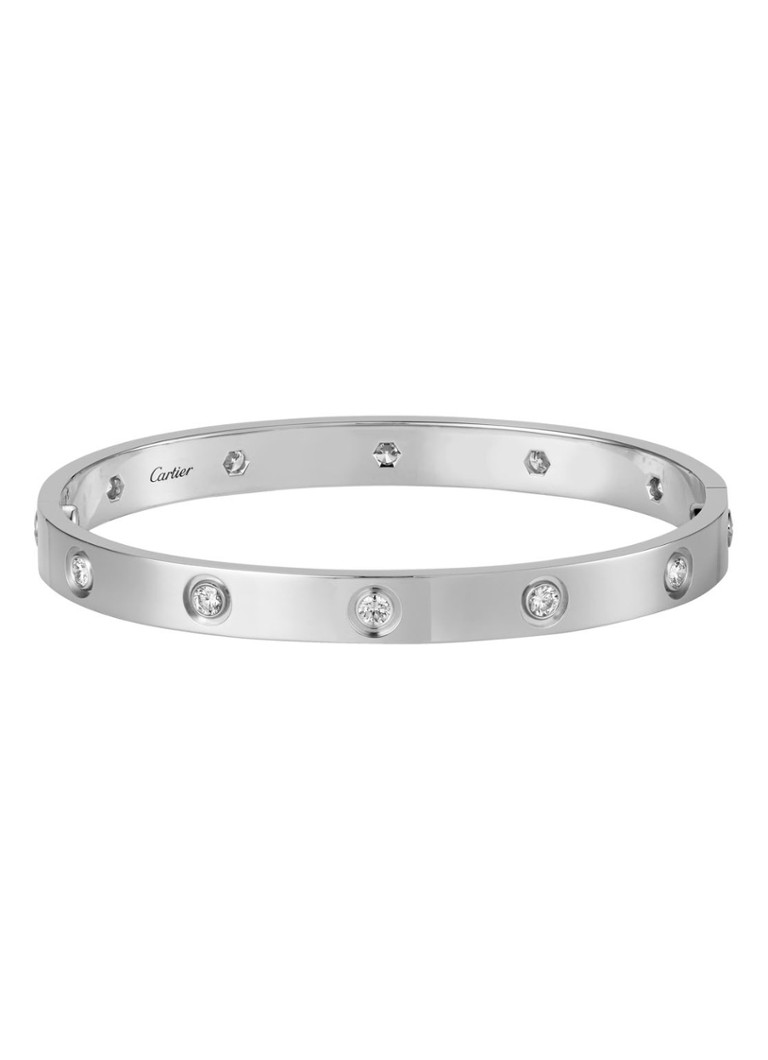 Cartier Dames LOVE bangle van 18 karaat witgoud met diamanten CRB6070400 in de kleur Witgoud