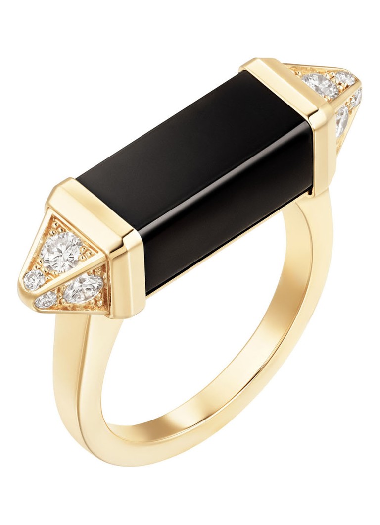 Cartier Dames Les Berlingots de Cartier ring van 18 karaat geelgoud met onyx en diamant CRB4234900 in de kleur Geelgoud