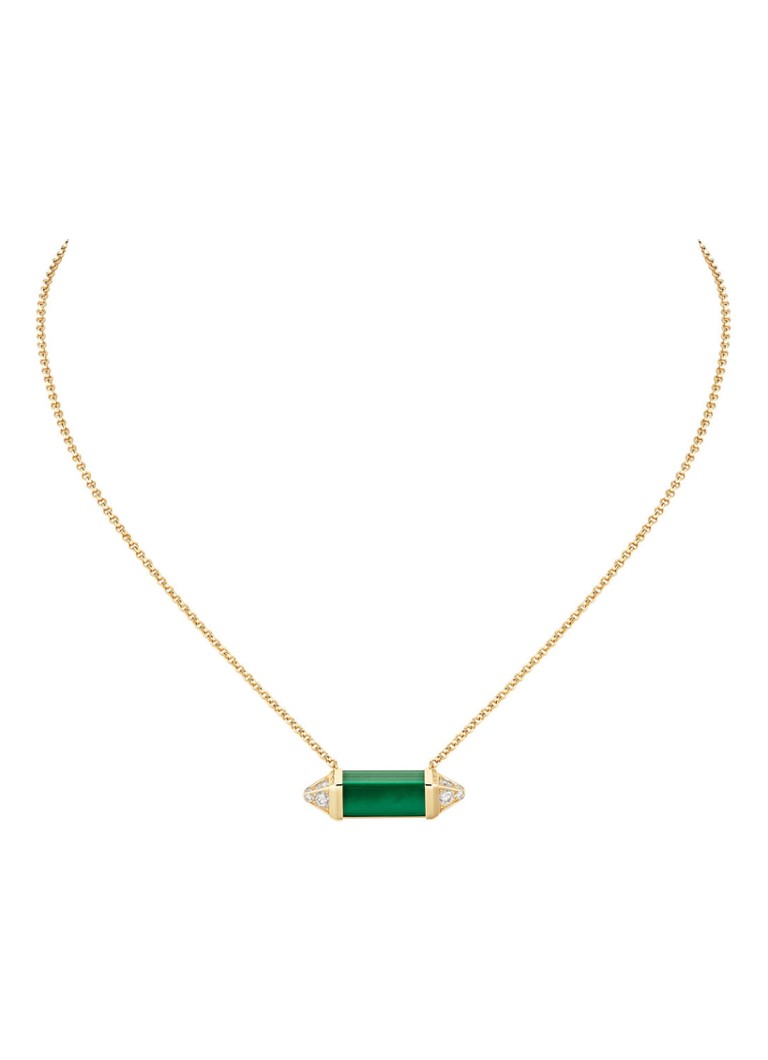 Cartier Dames Les Berlingots de Cartier ketting van 18 karaat geelgoud met malachiet en diamant CRB7224782 in de kleur Geelgoud