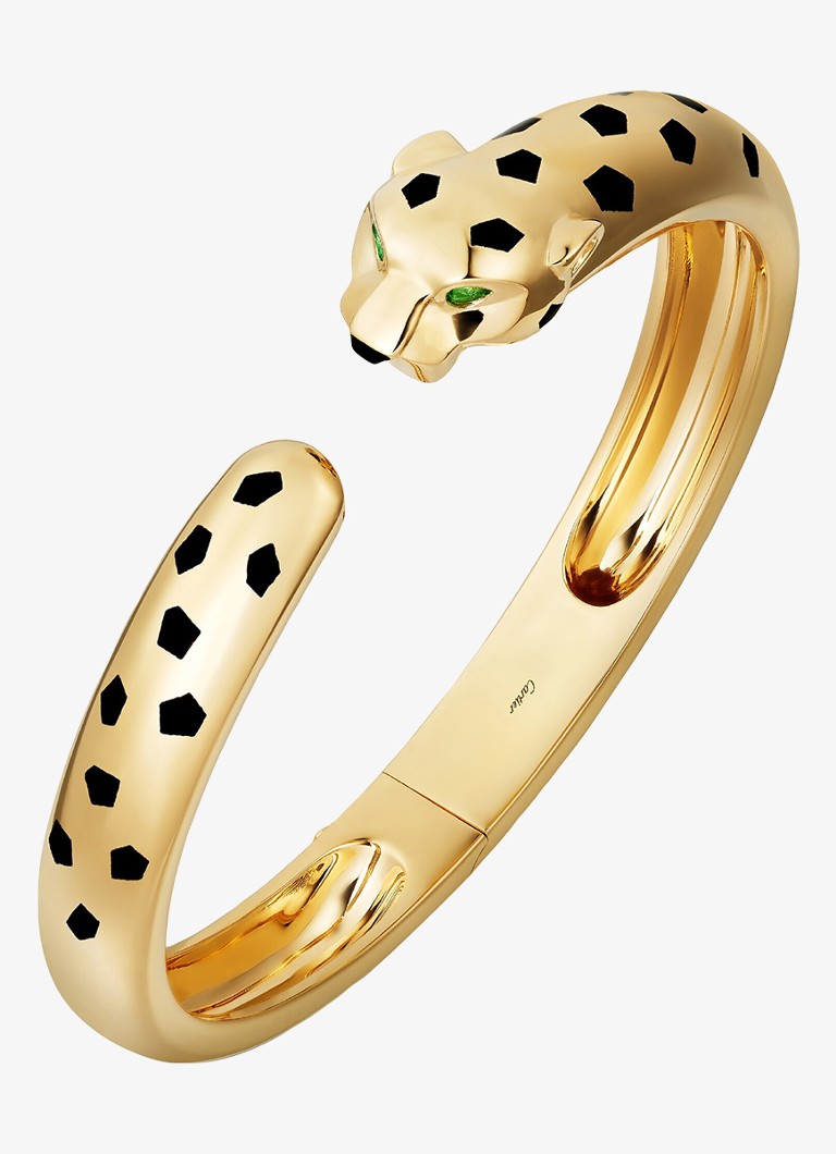 Cartier Dames Panthère de Cartier bangle, middel model van 18 karaat geelgoud met onyx en tsavoriet granaat CRN6721917 in de kleur Geelgoud