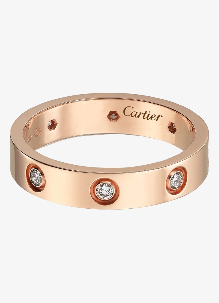 Cartier Heren LOVE trouwring, klein model van 18 karaat roségoud met 0.19 ct diamant CRB4050800 in de kleur Roségoud
