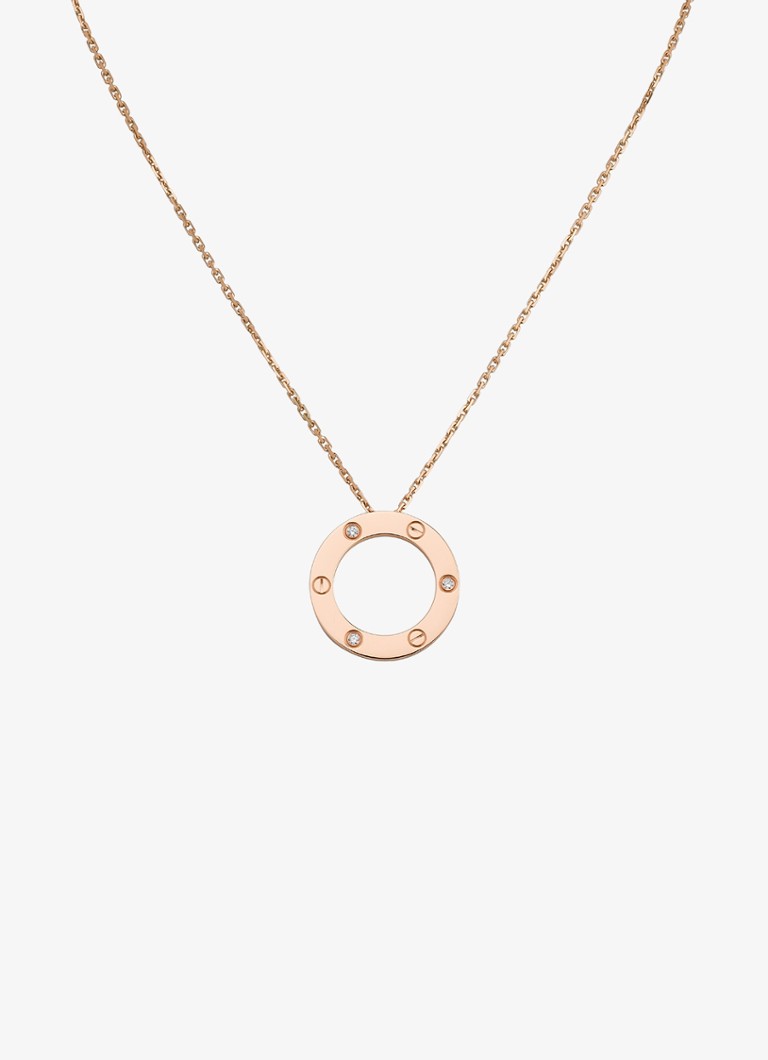 Cartier Dames LOVE ketting van 18 karaat roségoud met 0.07 ct diamant CRB7014700 in de kleur Roségoud