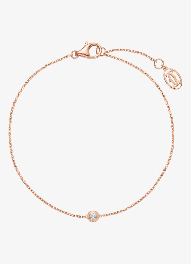Cartier Dames Cartier d'Amour armband, medium model van 18 karaat roségoud met 0.13 ct diamant CRB60630 in de kleur Roségoud