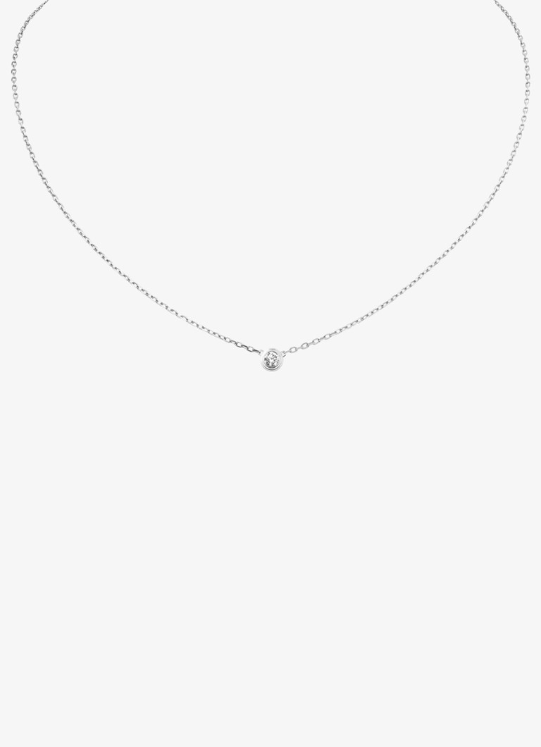 Cartier Dames Cartier d'Amour ketting, large model van 18 karaat witgoud met 0.19 ct diamant CRB72154 in de kleur Witgoud