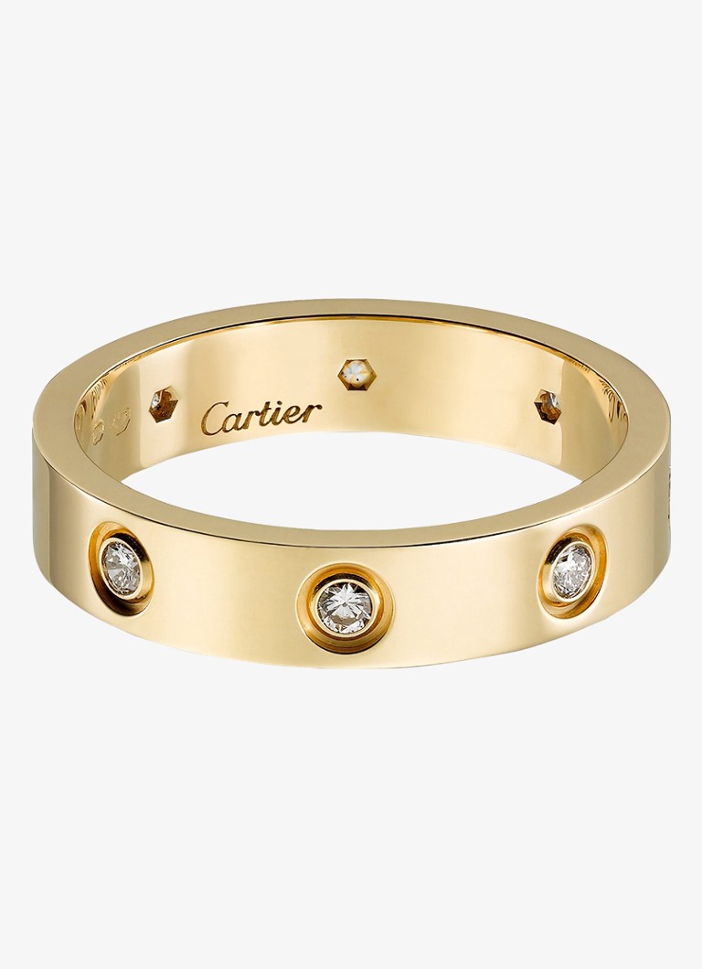 Cartier Heren LOVE trouwring, klein model van 18 karaat geelgoud met 0.19 ct diamant CRB4056200 in de kleur Geelgoud
