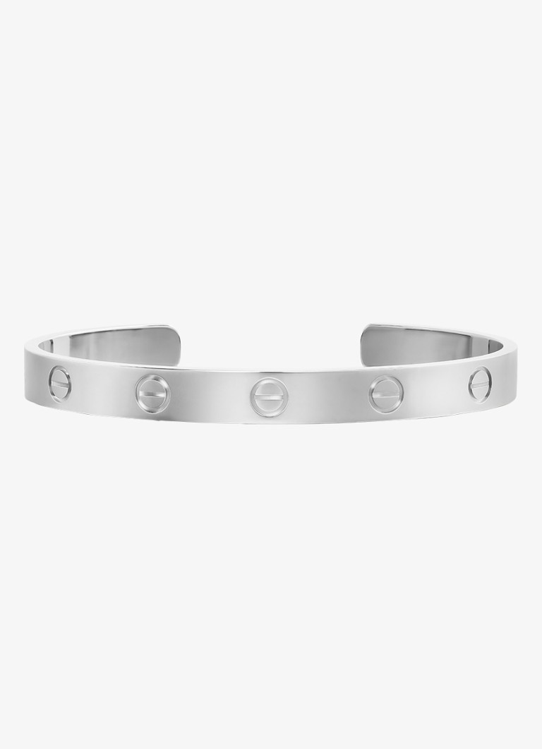 Cartier Dames LOVE bangle, open, klassiek model van 18 karaat witgoud CRB6032517 in de kleur Witgoud