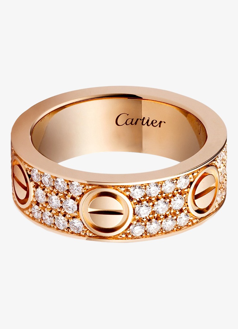Cartier Heren LOVE trouwring, klassiek model van 18 karaat roségoud met 0.70 ct diamant CRB4087600 in de kleur Roségoud