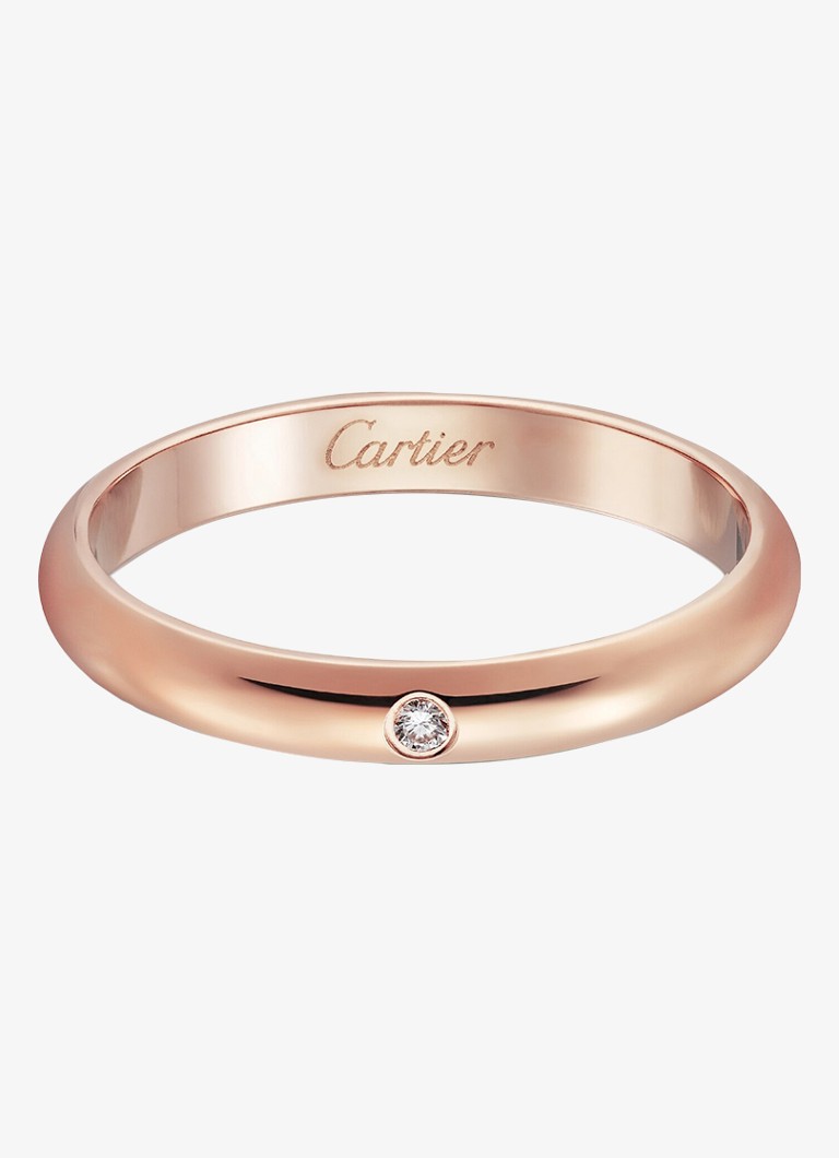 Cartier Heren 1895 trouwring van 18 karaat roségoud met 0.01 ct diamant CRB4088200 in de kleur Roségoud