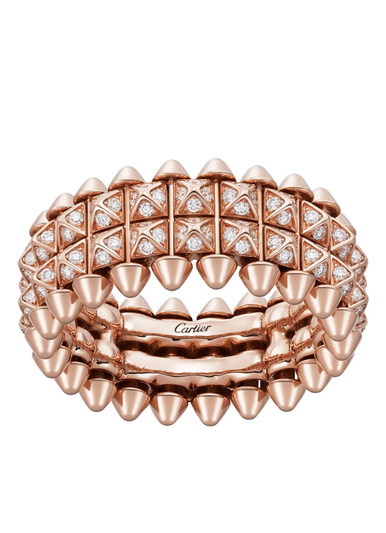 Cartier Dames Clash de Cartier ring van 18 karaat roségoud met diamanten CRB4237953 in de kleur Roségoud
