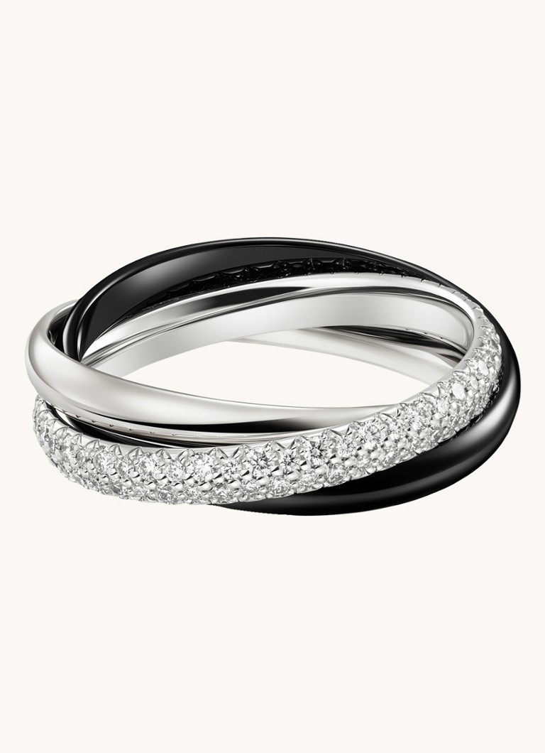 Cartier Dames Trinity ring small van 18 karaat witgoud met diamant CRB4235400 in de kleur Witgoud