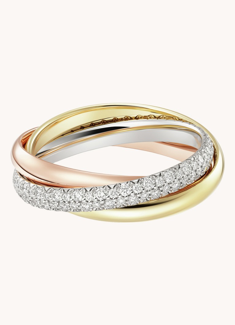 Cartier Dames Trinity ring small van 18 karaat rosé-, wit-, en geelgoud met diamant CRB4235900 in de kleur Multicolor