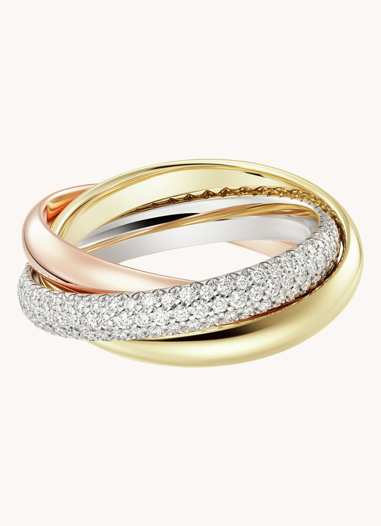 Cartier Dames Trinity ring medium van 18 karaat rosé-, wit-, en geelgoud met diamant CRB4236000 in de kleur Multicolor