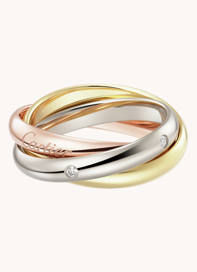 Cartier Dames Trinity ring medium van 18 karaat rosé-, wit-, en geelgoud met diamant CRB4236400 in de kleur Multicolor