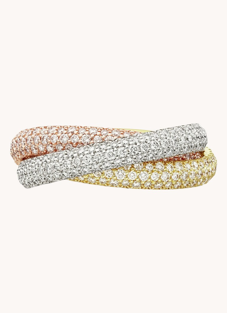 Cartier Dames Trinity ring medium van 18 karaat rosé-, wit-, en geelgoud met diamant CRN4778200 in de kleur Multicolor
