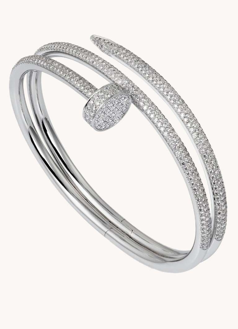 Cartier Dames Juste un Clou bangle van 18 karaat witgoud met diamanten CRN6708700 in de kleur Witgoud