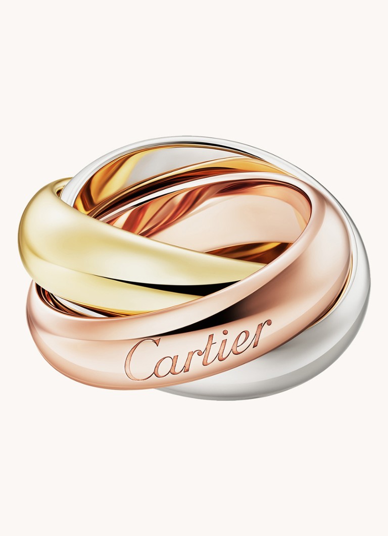 Cartier Dames Trinity XL ring van 18 karaat geel- rosé - en witgoud CRB4239800 in de kleur Goud