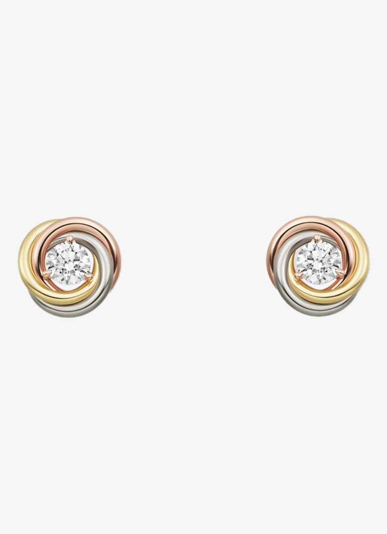 Cartier Dames Trinity oorknopjes van 18 karaat rosé-, wit- en geelgoud met 1 diamant CRB8301459 in de kleur Multicolor