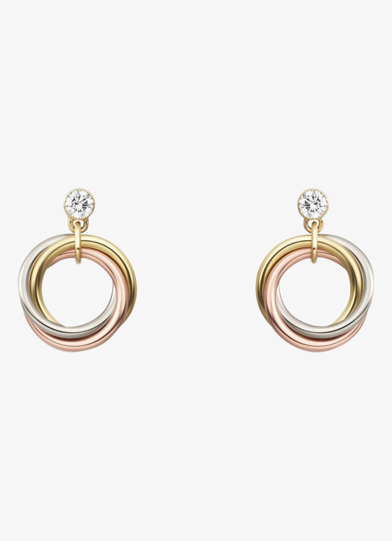Cartier Dames Trinity oorstekers van 18 karaat rosé-, wit-, en geelgoud met 1 diamant CRB8301462 in de kleur Multicolor