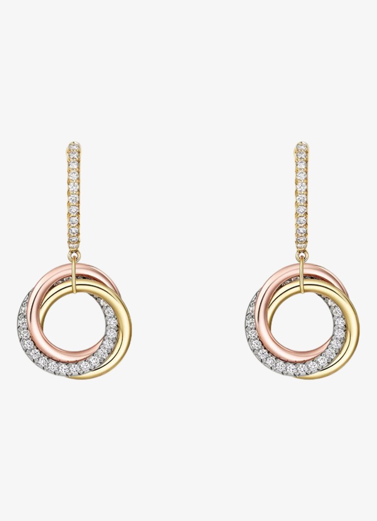 Cartier Dames Trinity oorringen van 18 karaat rosé-, geel-, en witgoud met 72 diamanten CRB8301465 in de kleur Multicolor
