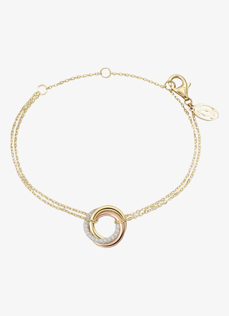 Cartier Dames Trinity armband van 18 karaat rosé-, geel-, en witgoud met 25 diamanten CRB6069815 in de kleur Multicolor