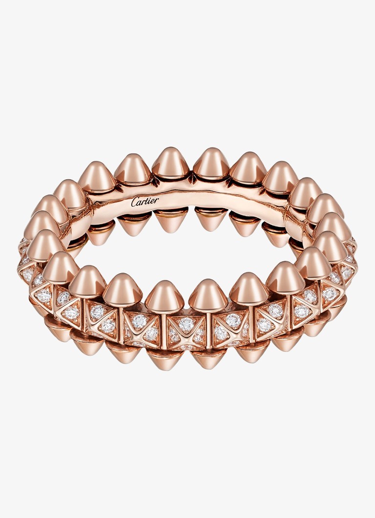 Cartier Heren Clash de Cartier ring, klein model van 18 karaat roségoud met 0.31 ct diamant CRN4796100 in de kleur Roségoud