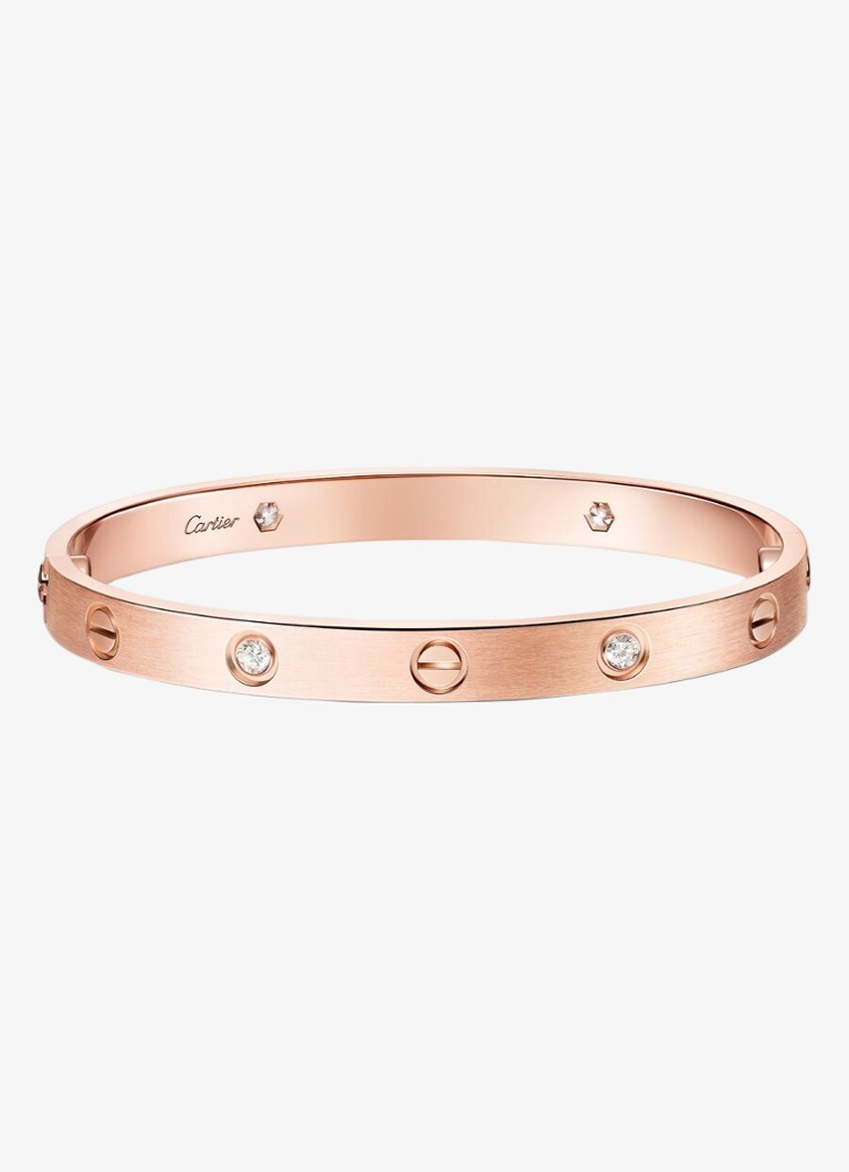 Cartier Dames LOVE armband van 18 karaat roségoud met 4 diamanten CRB60800 in de kleur Roségoud