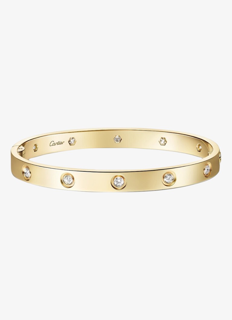 Cartier Dames LOVE armband van 18 karaat geelgoud met 10 diamanten CRB6082415 in de kleur Geelgoud